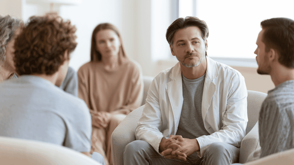 Paciente recebendo apoio em clínica de internação compulsória