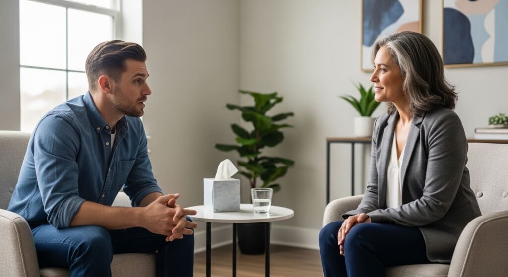 Equipe terapêutica em clínica de reabilitação para alcoolistas