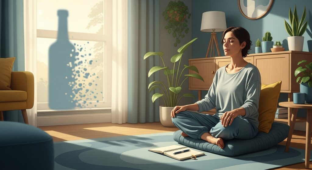 Pessoa-praticando-tecnicas-de-mindfulness-e-respiracao-profunda-para-controlar-impulsos-de-beber-alcool