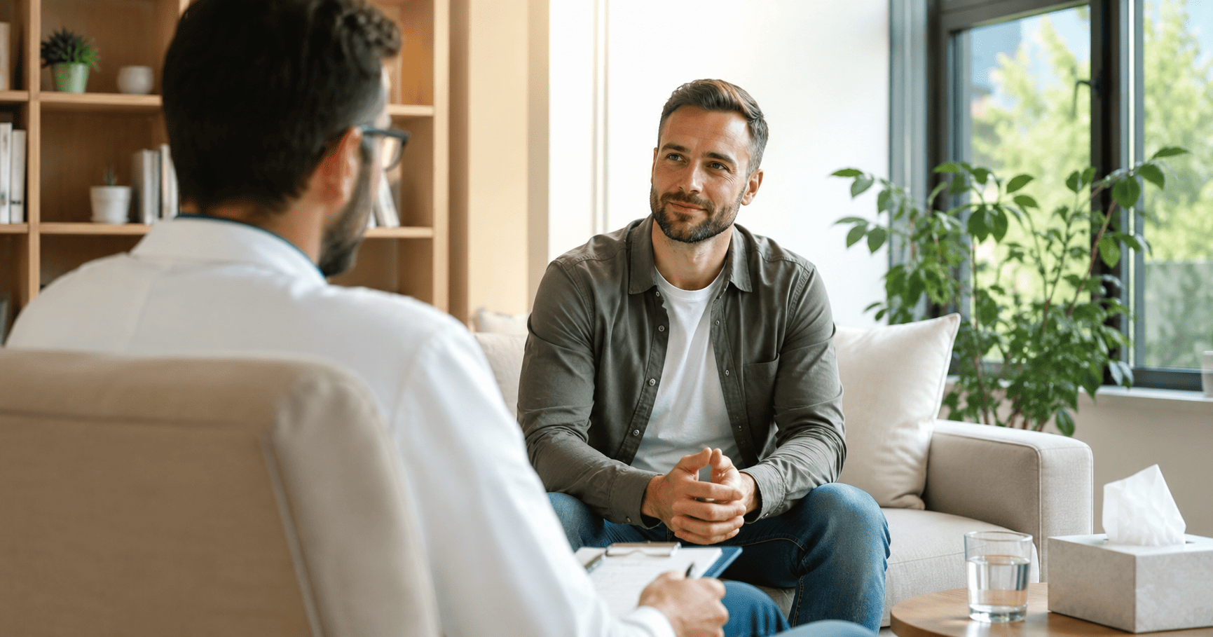 Fachada de clínica de recuperação masculina