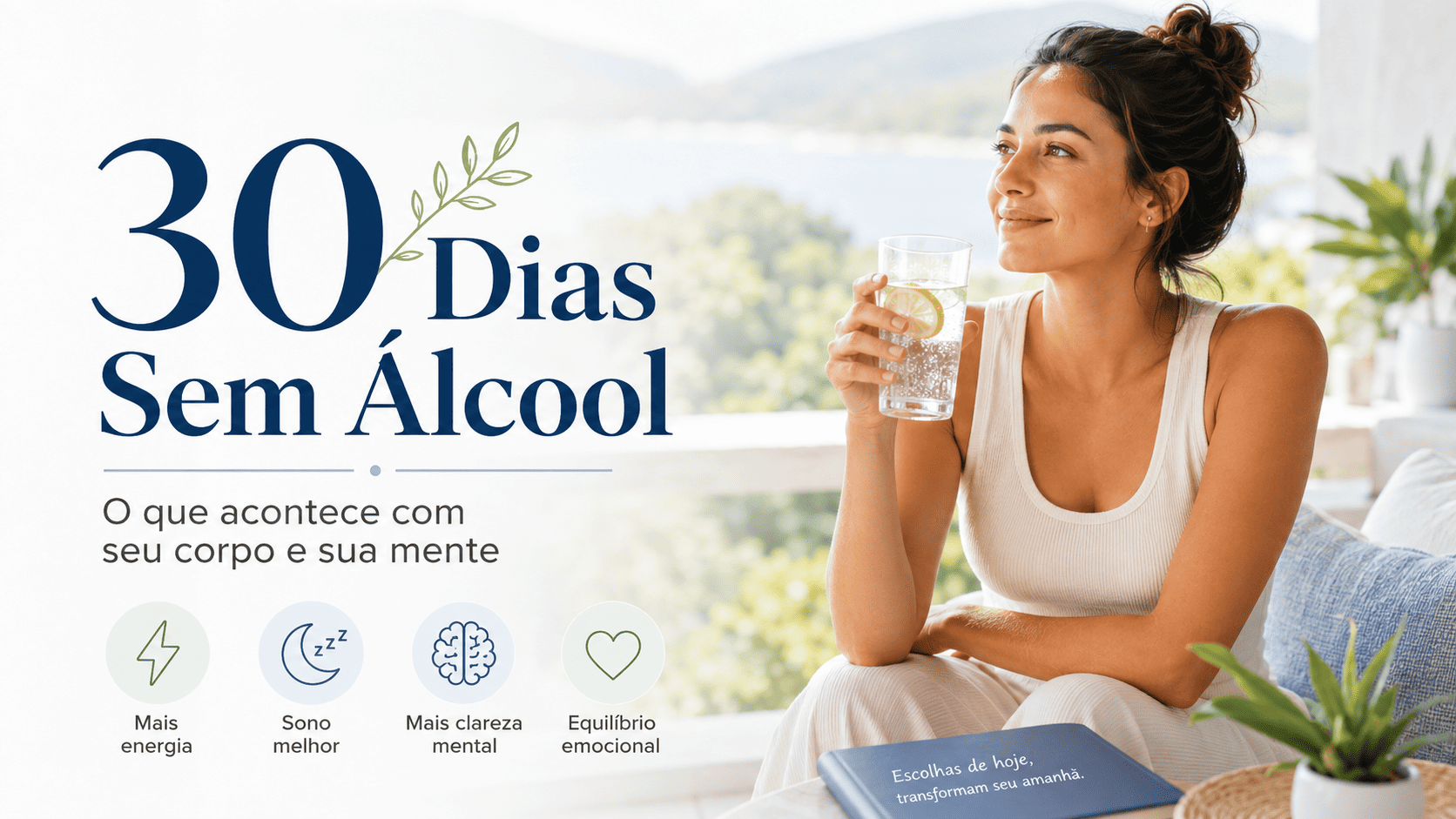 Pessoa saudável bebendo água durante desafio 30 dias sem álcool