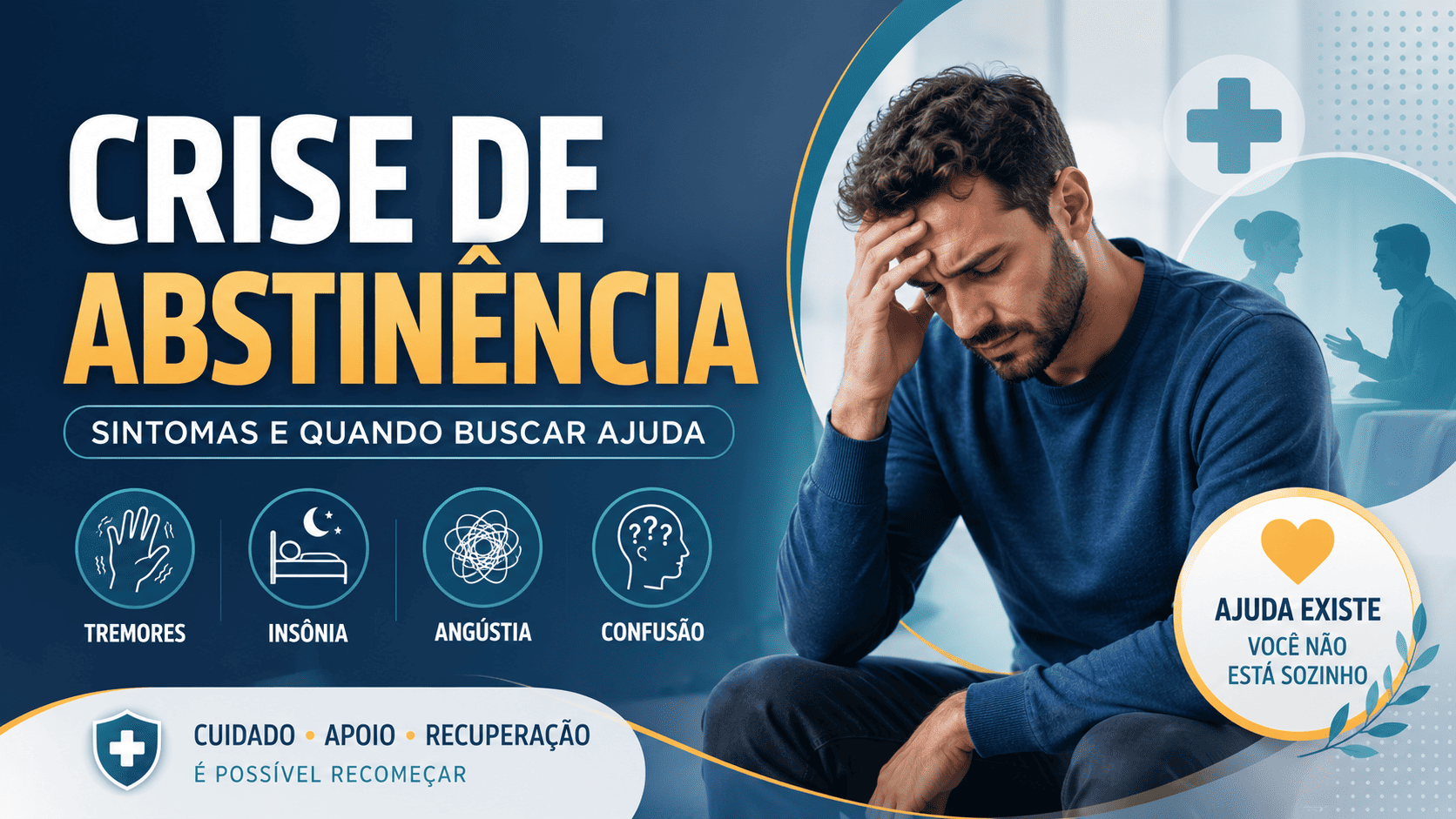 Pessoa em sofrimento emocional durante crise de abstinência