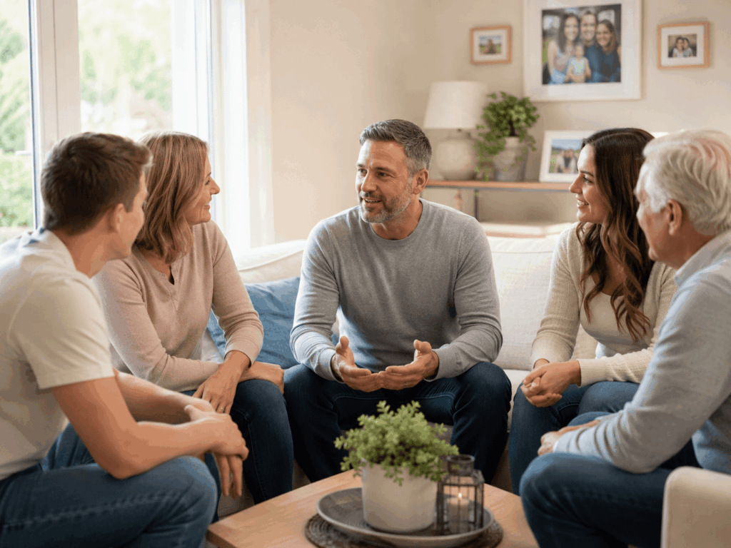Homem em recuperação com expressão de esperança