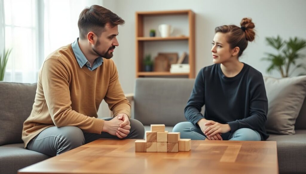 Paciente recebendo orientação terapêutica durante tratamento com Terapia Cognitiva Comportamental para ansiedade, depressão e mudança de hábitos.