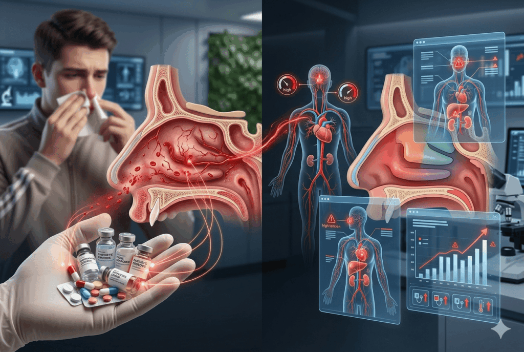Sangramento nasal relacionado ao uso de anabolizantes.