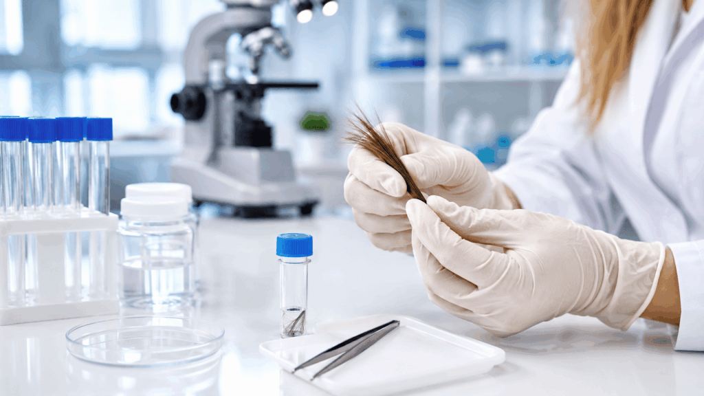 Fio de cabelo usado em exame toxicológico