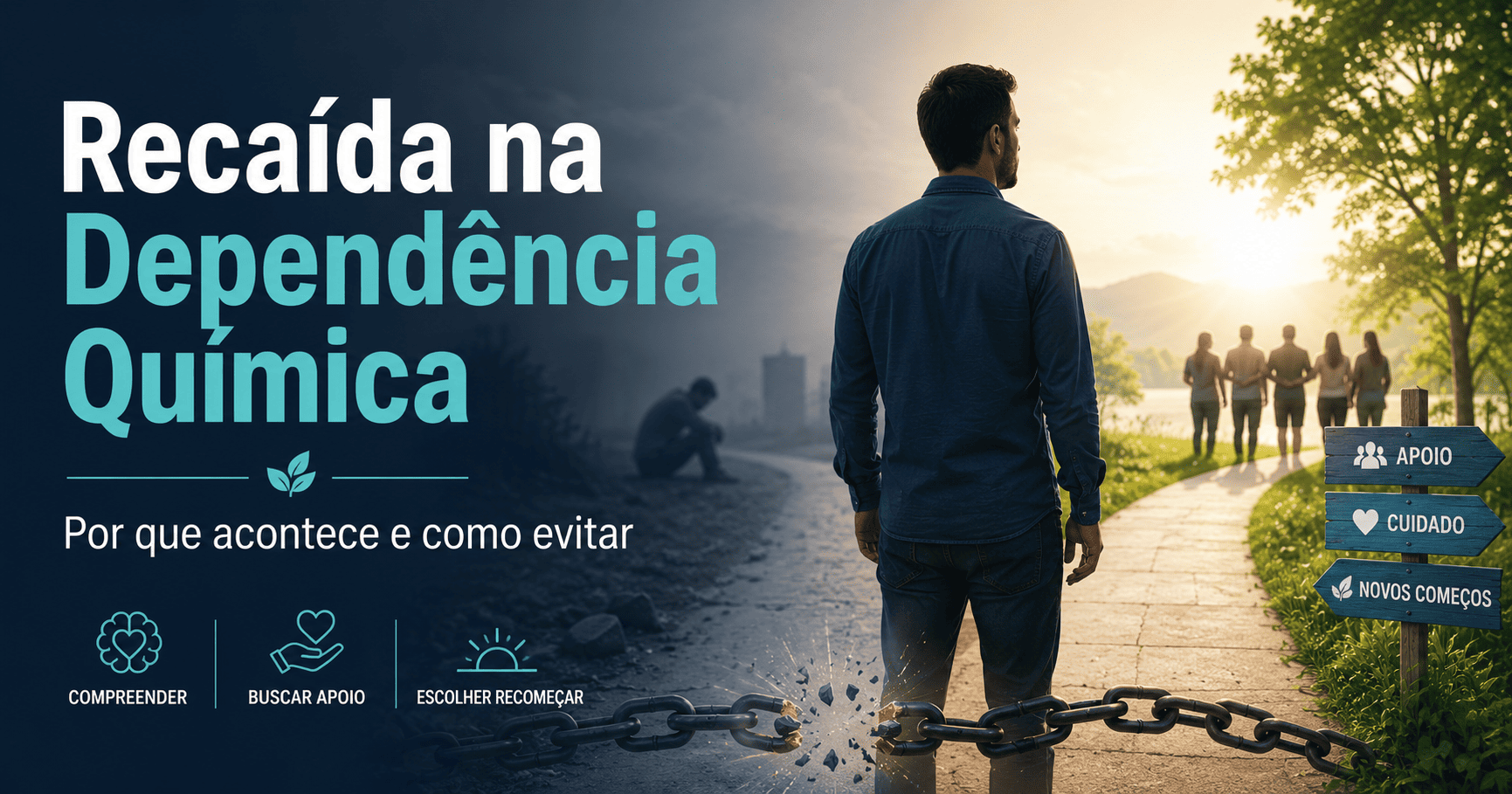 Homem refletindo sobre recaída na dependência química